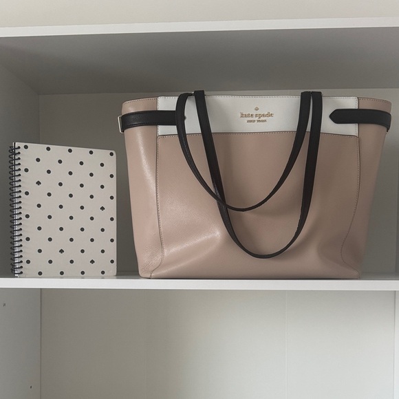 Kate Spade Bundle- Tan and Black Tote and Kate Spade Notebook - Picture 2 of 15